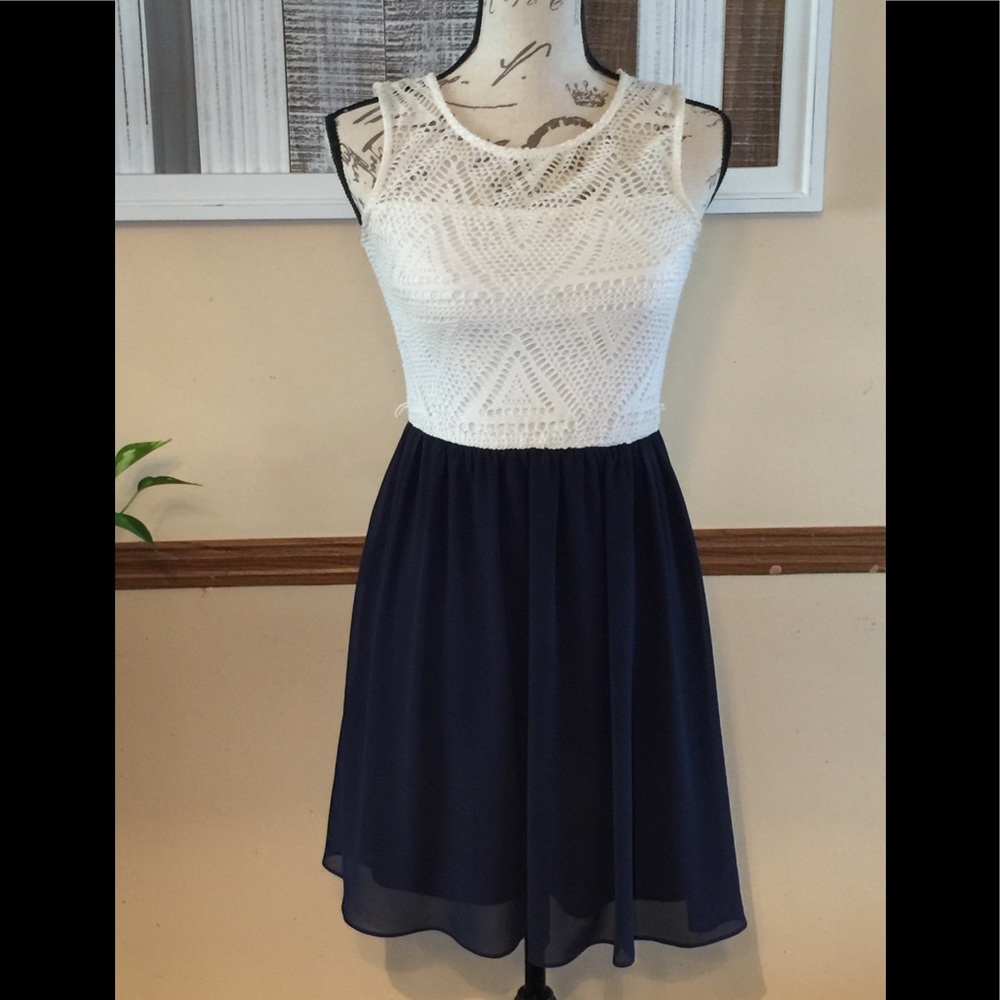 Navy and white dress